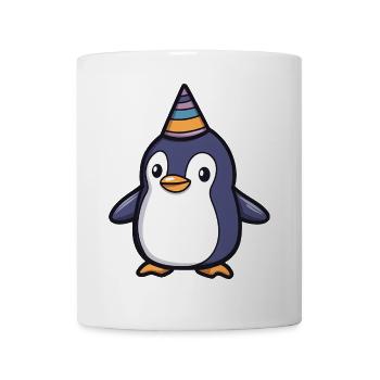 Glücklicher Pinguin mit Partyhut - Cartoon Design - Tasse - Weiß - Vorne