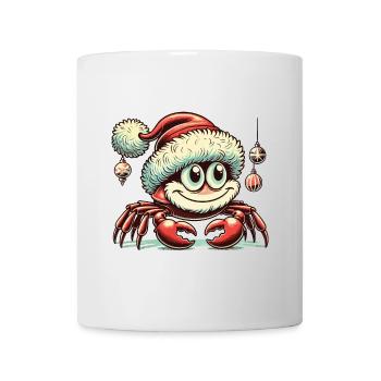 Weihnachtliche Krabbe Mit Mütze - Tasse - Weiß - Vorne