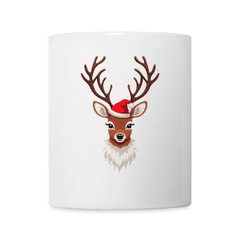 Renne de Noël avec bonnet rouge - Mug blanc - blanc - Devant