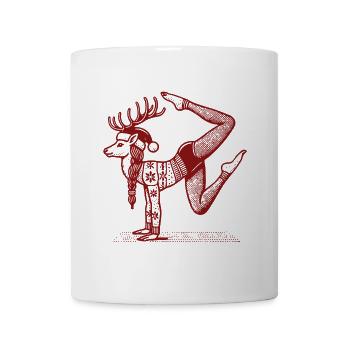 Christmas Funny Yoga Reindeer Design - Mug - white - Front