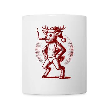 Party Reindeer With Cigar Vintage Look - Mug - white - Front