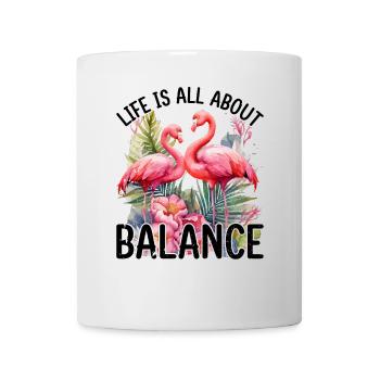La vie est une question d'équilibre - Flamant mignon - Mug blanc - blanc - Devant