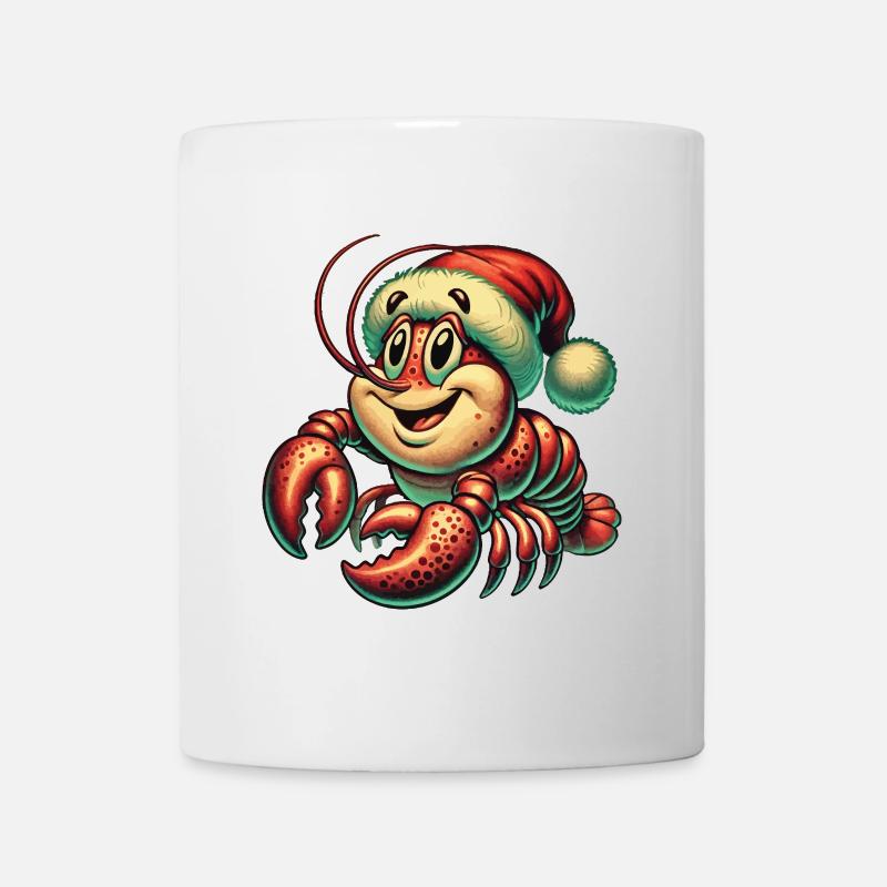 Weihnachtshummer Mit Mütze - Tasse - Weiß