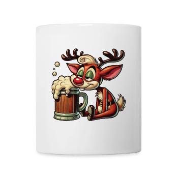 Funny Beer Reindeer With Beer Mug Christmas - Mug - white - Front