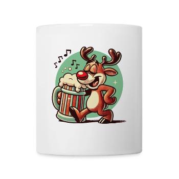 Funny reindeer with beer mug for Christmas - Mug - white - Front