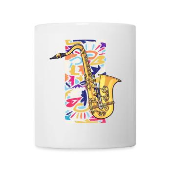 Musik Feiern: Saxophon Rock 'n' Roll -Künstler - Tasse - Weiß - Vorne