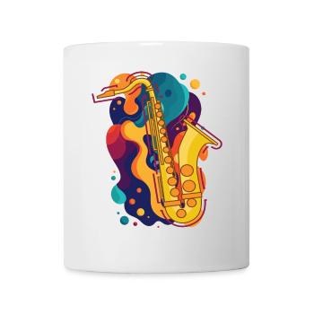 Musik Feiern: Saxophon Rock 'n' Roll -Künstler - Tasse - Weiß - Vorne