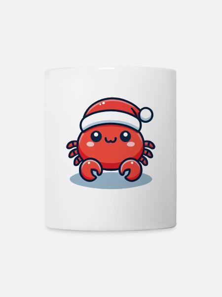 Fröhliche Krabbe Weihnachten Hut - Tasse - Weiß