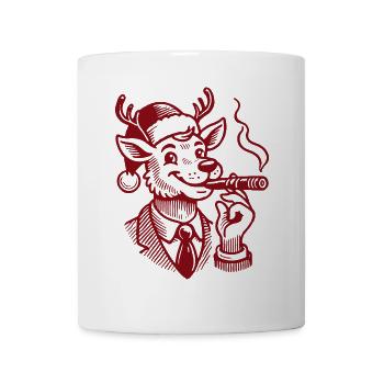 Funny Business Reindeer With Cigar - Mug - white - Front