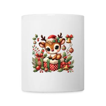 Niedliches Rentier Mit Weihnachtsdekoration - Tasse - Weiß - Vorne