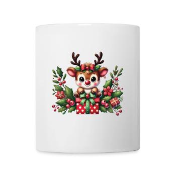 Christmas reindeer fun with gifts - Mug - white - Front