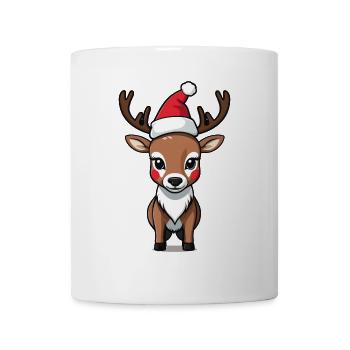 Cute Reindeer with Santa Hat - Mug - white - Front