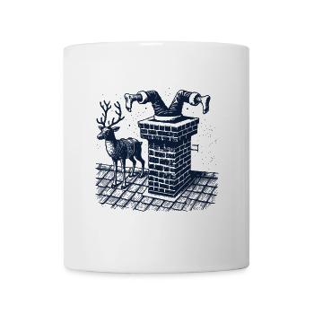 Lustiges Weihnachten steckt im Schornstein - Tasse - Weiß - Vorne