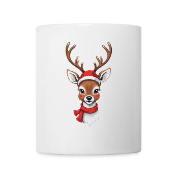 Merry Christmas reindeer with cap - Mug - white - Front