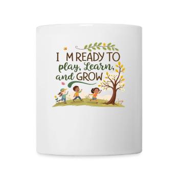 Learning and growing through play – children's motif design - Mug - white - Front