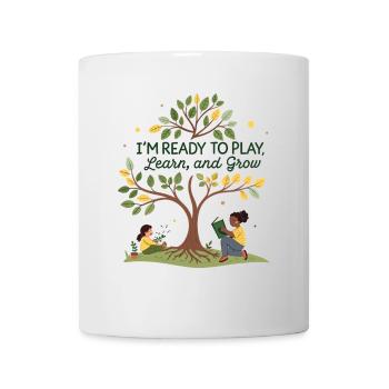Learning and growing through play – children's motif design - Mug - white - Front