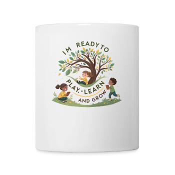 Learning and growing through play – children's motif design - Mug - white - Front