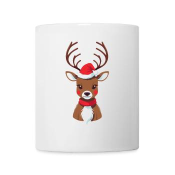 Christmas reindeer with cap - Mug - white - Front