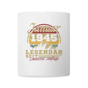 80e anniversaire Né en janvier 1945 - Mug blanc - blanc - Devant