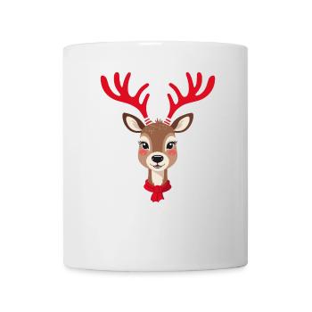 Weihnachtliches Rentier Mit Schal - Tasse - Weiß - Vorne