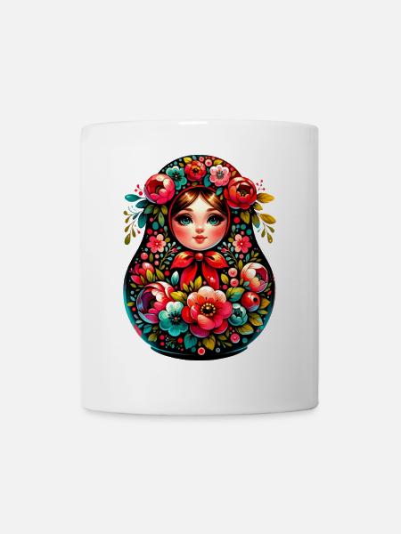 Russian Girl Matroschka Moskau mit Sonnenbrille - Tasse - Weiß