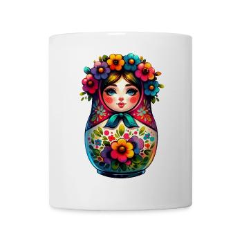 Russian Girl Matryoshka Moscow with Sunglasses - Mug - white - Front