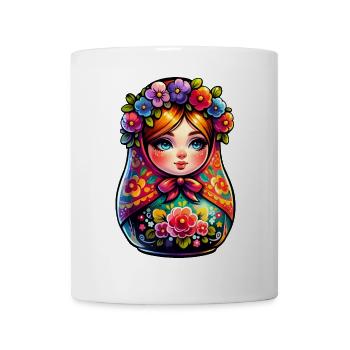 Russian Girl Matryoshka Moscow with Sunglasses - Mug - white - Front