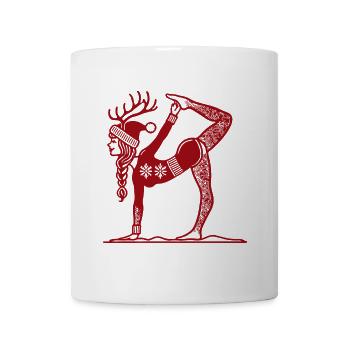 Christmas Yoga Reindeer Motif Relaxed - Mug - white - Front