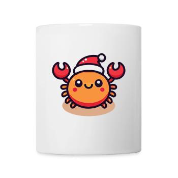 Fröhliche Krabbe Mit Weihnachtsmütze - Tasse - Weiß - Vorne