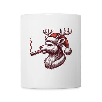 Rentier Papa Mit Weihnachtsmütze - Tasse - Weiß - Vorne
