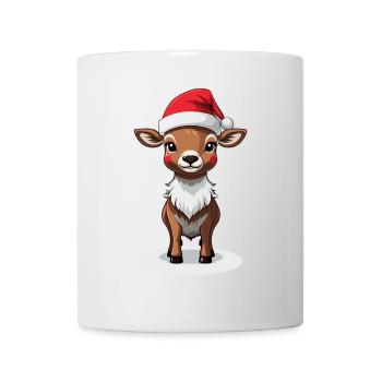 Christmas reindeer with cap - Mug - white - Front