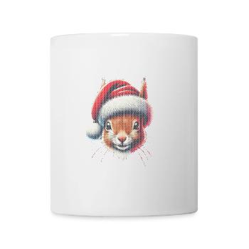 Écureuil mignon avec motif de chapeau de Père Noël - Mug blanc - blanc - Devant