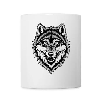 Wolf Kostüm blauer Wolfskopf Werwolf und - Tasse - Weiß - Vorne