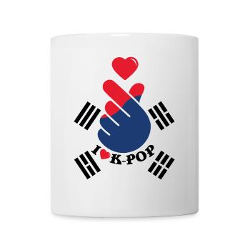 J’aime K-Pop coeur geste de la main Drapeau - Mug blanc - blanc - Devant