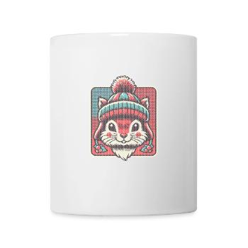 Winterliches Eichhörnchen Mit Mütze Und Muster - Tasse - Weiß - Vorne