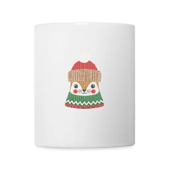 Cute Winter Squirrel with Hat Knitted Look - Mug - white - Front