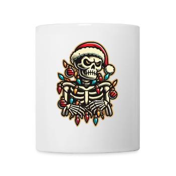 Joyeux Noël squelette avec guirlandes lumineuses - Mug blanc - blanc - Devant