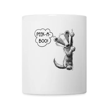 Peek-A-Boo Badger Cartoon Animal Motif Woodland Animal - Mug - white - Front