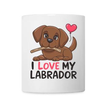 Entzückender Labrador-Welpe mit Herzballon - Tasse - Weiß - Vorne