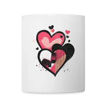 Herzmuster Herzen Valentinstag Liebe Geschenk - Tasse - Weiß - Vorne