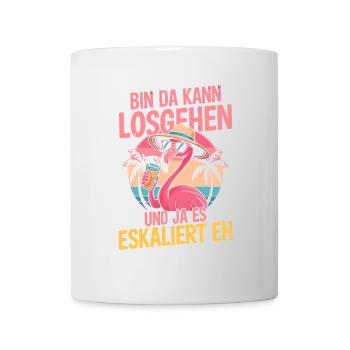 Party Flamingo Sommer Spruch Bin da kannlosgehen - Tasse - Weiß - Vorne