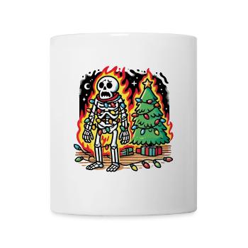 Squelette de Noël avec des guirlandes lumineuses - Mug blanc - blanc - Devant