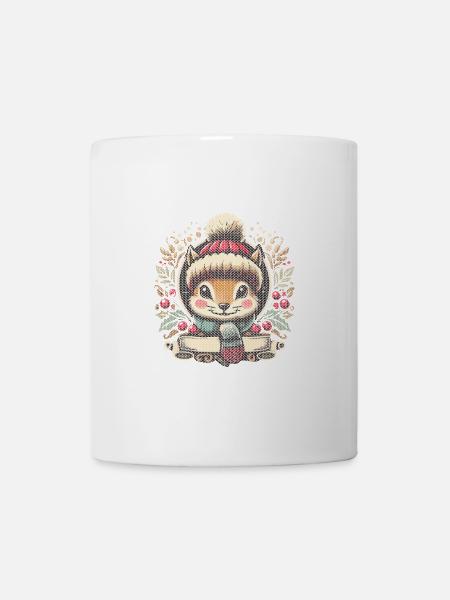 Winterliche Eichhörnchen Illustration - Tasse - Weiß