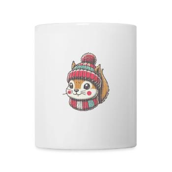 Niedliches Strickmuster Eichhörnchen Winter - Tasse - Weiß - Vorne