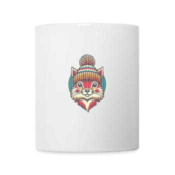 Winter knitting style squirrel with hat - Mug - white - Front
