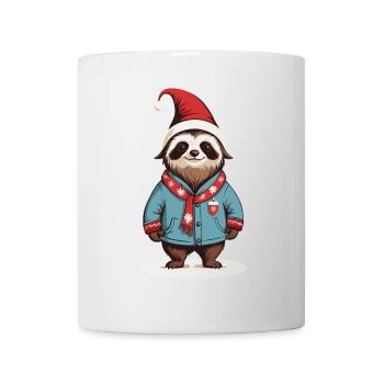 Paresseux de Noël avec chapeau de Père Noël - Mug blanc - blanc - Devant