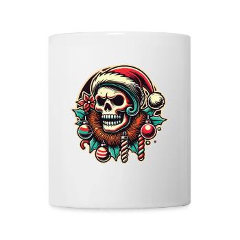 Weihnachtlicher Totenkopf Mit Santa Hut - Tasse - Weiß - Vorne