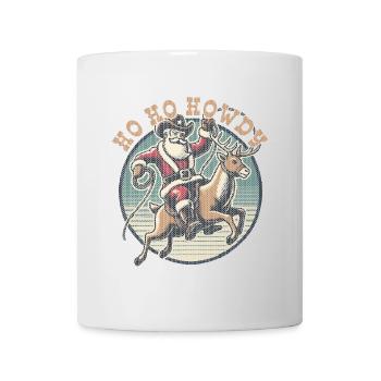 Santa Claus cowboy style ho ho howdy knit look - Mug - white - Front