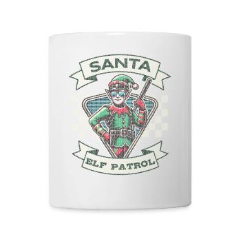 Équipe de patrouille des elfes du Père Noël à Noël - Mug blanc - blanc - Devant