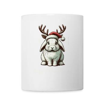 Hoppy Christmas Lustiges Rentier Kaninchen - Tasse - Weiß - Vorne